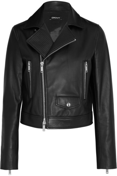 DKNY Leather biker jacket in black