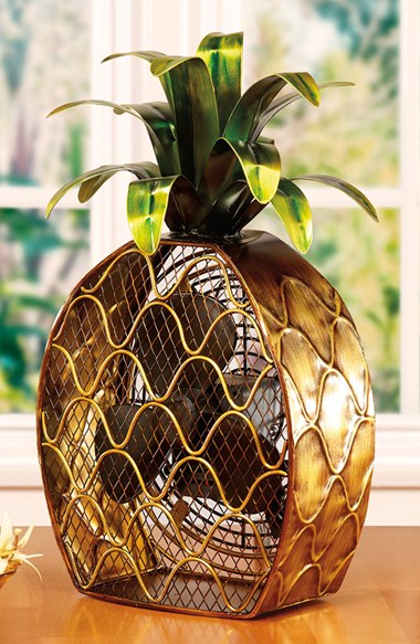 DecoBREEZE Pineapple Figurine Fan in Brown
