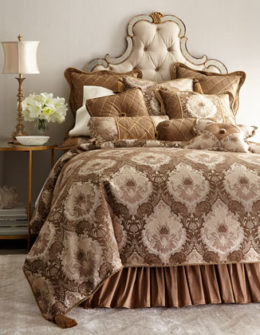 Dian Austin Couture Home Brocade Felicity Bedding in Mocha/Beige Horchow Bedding and Bath Sale