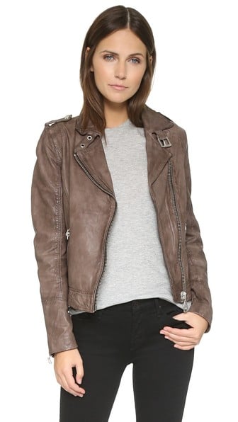 Doma Leather Moto Jacket in Truffle