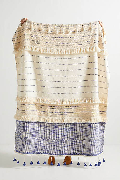 Embellished Nayo Throw Blanket Blue anthropologie bedding sale
