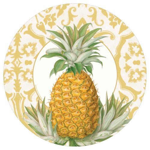Entertaining with Caspari 8-Pack Royal Pineapple Gold Salad/Dessert Plates
