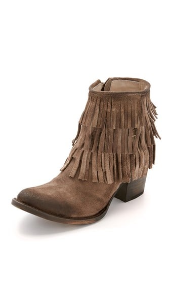 FREEBIRD by Steven Belle Fringe Booties in Grey