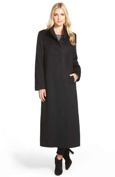 Fleurette Long Wool Over Coat (Regular & Petite) in Black