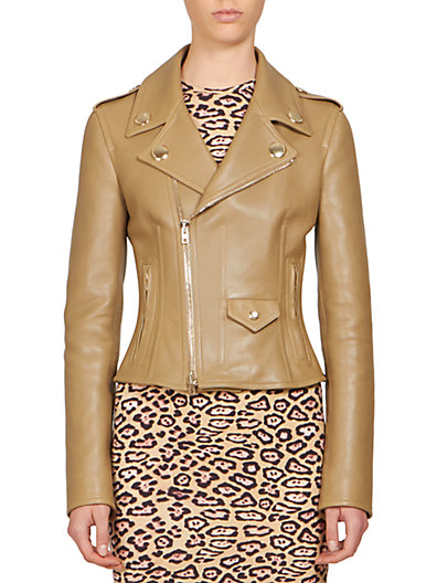 Givenchy Nappa Leather Biker Jacket in Brown