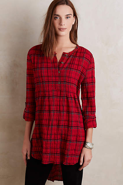 Halfpenny Plaid Tunic by Holding Horses in Red Motif