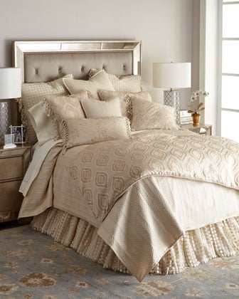 Isabella Collection by Kathy Fielder Monfort Bedding in Ivory and Gold. Horchow