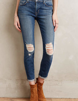 J Brand 835 Mid-Rise Capri Jeans in Tinted Denim