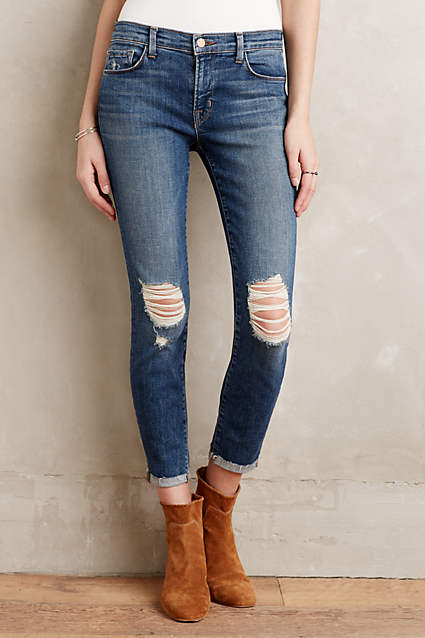 J Brand 835 Mid-Rise Capri Jeans in Tinted Denim