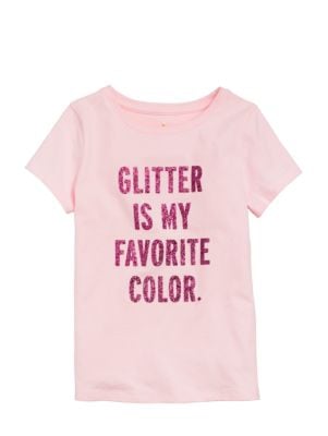 Kate Spade New York Girls' Glitter Tee in Pastry Pink