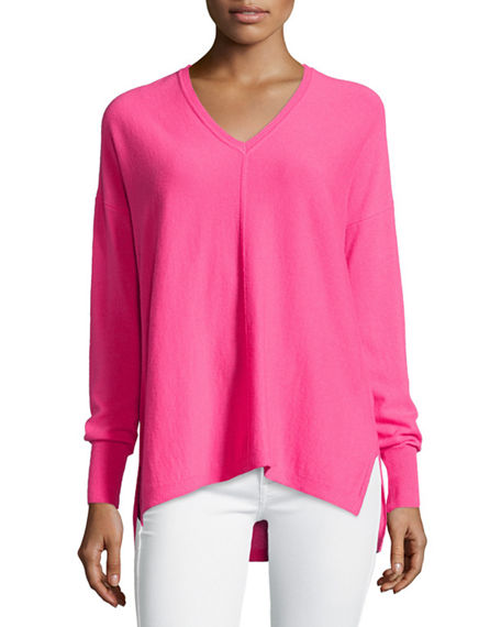 Lilly Pulitzer Allessandra V-Neck High-Low Cashmere Tunic Flamingo Pink