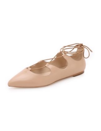 Loeffler Randall Ambra Lace Up Flats in Wheat