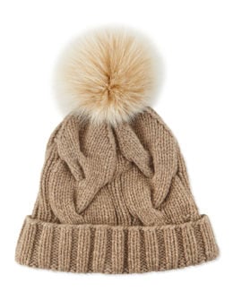 Loro Piana Cashmere Cable-Knit Beanie in Cord or Black M