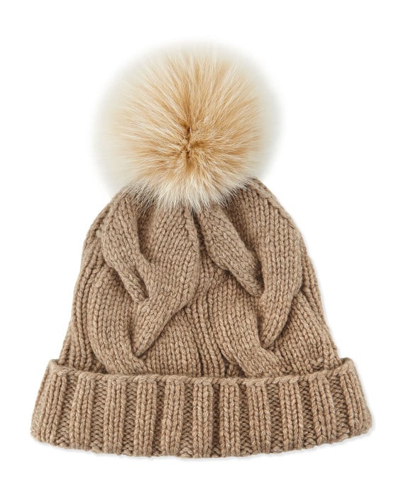 Loro Piana Cashmere Cable-Knit Beanie in Cord or Black M