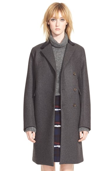 MARC BY MARC JACOBS 'Norman' Bonded Wool Coat in Caviar Grey Melange