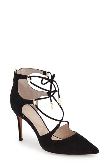 MARC FISHER LTD Marc Fisher 'Toni' Lace-Up Pointy Toe Pump (Women) in Black Suede