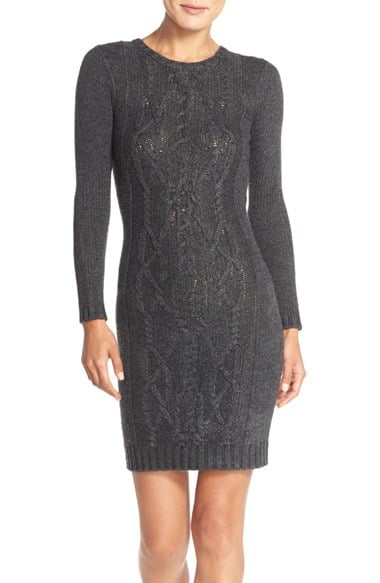 MARC NEW YORK Cable Knit Sweater Body-Con Dress in Grey or Black