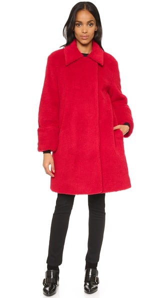 MM6 Collared Overcoat in Red