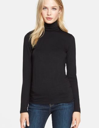 Majestic Fitted Turtleneck in Black