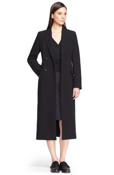 Max Mara 'Brunico' Double Breasted Wool Crepe Coat in Black