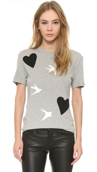 McQ - Alexander McQueen Heart and Bird Classic Tee in Grey Melange