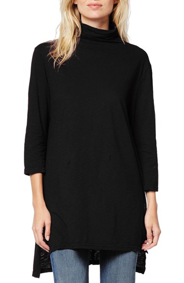Michael Stars Mock Neck Supima® Cotton Tunic in Black