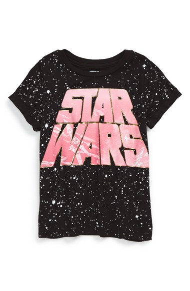 Mighty Fine 'Star Wars™ - Up and Away' Graphic Tee (Little Girls) in Black and Pink