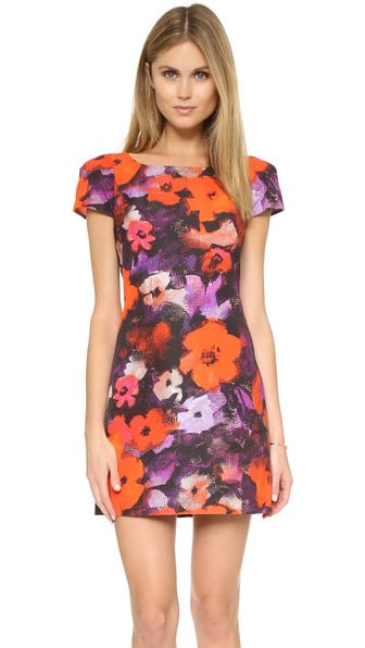 Milly Floral Print Chloe Dress in Burgundy