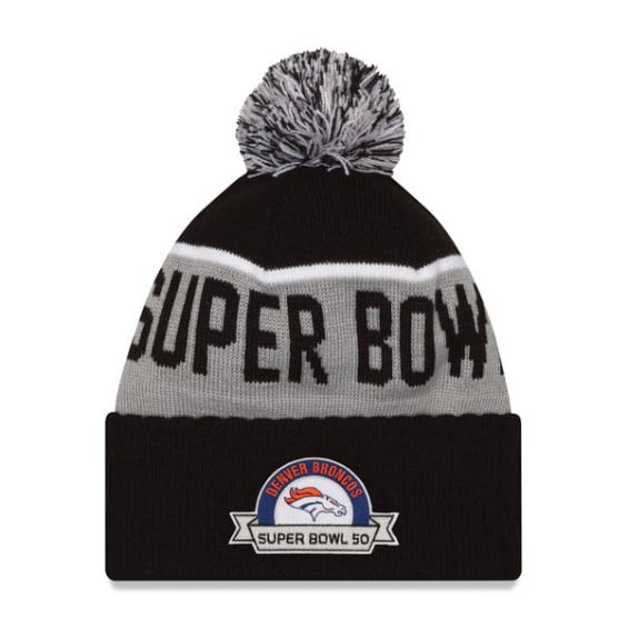NEW ERA DENVER BRONCOS BLACK SUPER BOWL 50 BOUND CUFFED KNIT HAT