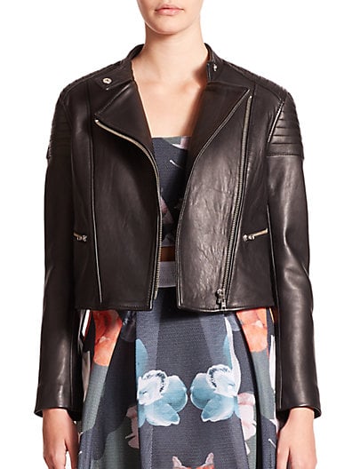 NICHOLAS Leather Moto Jacket in Black