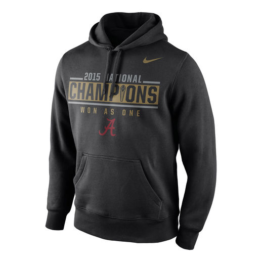 NIKE ALABAMA CRIMSON TIDE BLACK COLLEGE FOOTBALL PLAYOFF 2015 NATIONAL CHAMPIONS LOCKER ROOM PULLOVER HOODIE