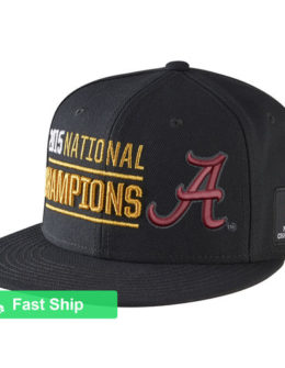 NIKE ALABAMA CRIMSON TIDE BLACK COLLEGE FOOTBALL PLAYOFF 2015 NATIONAL CHAMPIONS PLAYERS LOCKER ROOM PERFORMANCE SNAPBACK ADJUSTABLE HAT