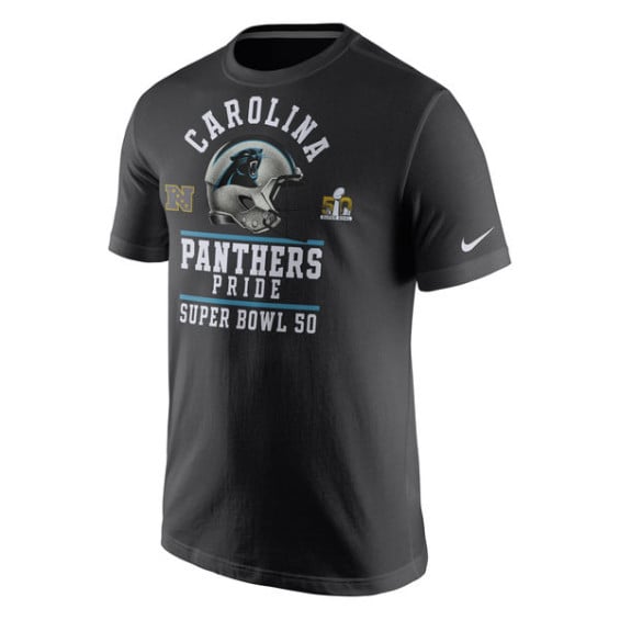 NIKE CAROLINA PANTHERS BLACK SUPER BOWL 50 BOUND LOCAL T-SHIRT