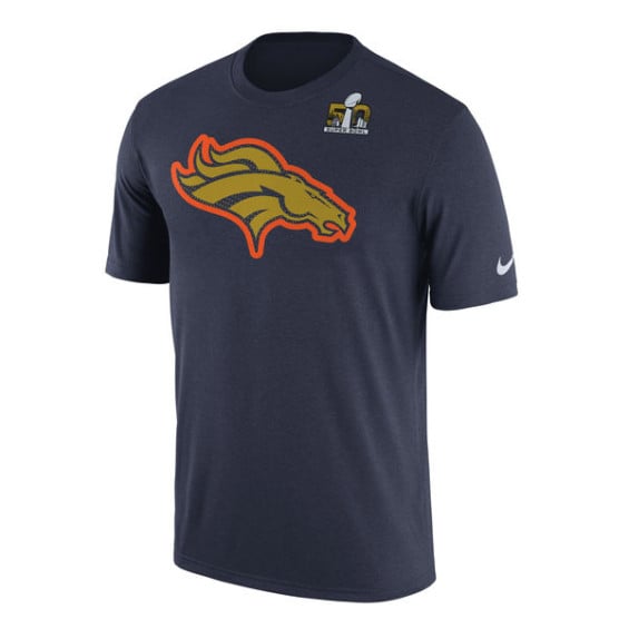 NIKE DENVER BRONCOS NAVY SUPER BOWL 50 BOUND TEAM TRAVEL LEGEND T-SHIRT