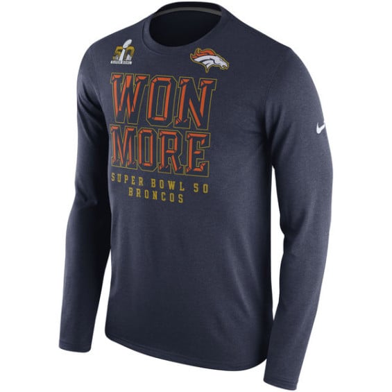 NIKE DENVER BRONCOS NAVY SUPER BOWL 50 BOUND WON MORE LONG SLEEVE T-SHIRT