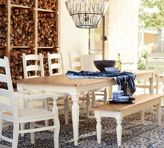 Pottery Barn PEARSON EXTENDING DINING TABLE in White