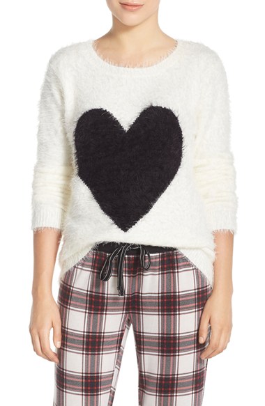 PJ Salvage Heart Front Sweater in Ivory