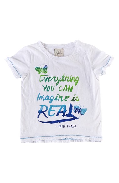 Peek 'Everything You Can Imagine is Real' Graphic Tee (Toddler Girls, Little Girls & Big Girls) in White
