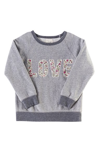 Peek 'Love' Crewneck Sweatshirt (Toddler Girls, Little Girls & Big Girls) in Heather Grey