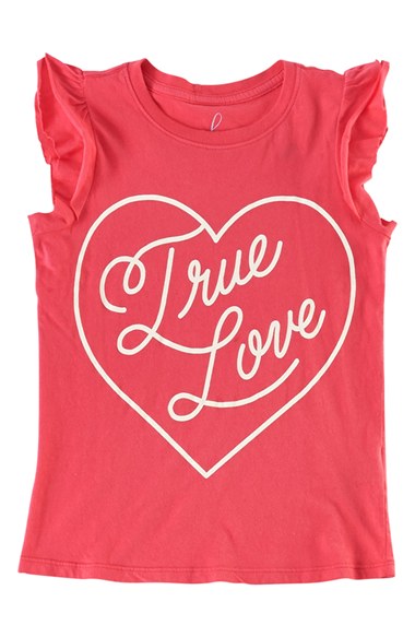 Peek 'True Love' Flutter Sleeve Tee (Toddler Girls, Little Girls & Big Girls) in Red