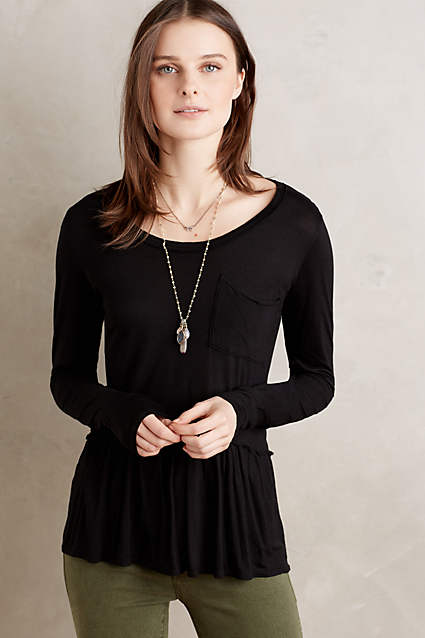 Peplum Pocket Tee by t.la in Black. Anthropologie