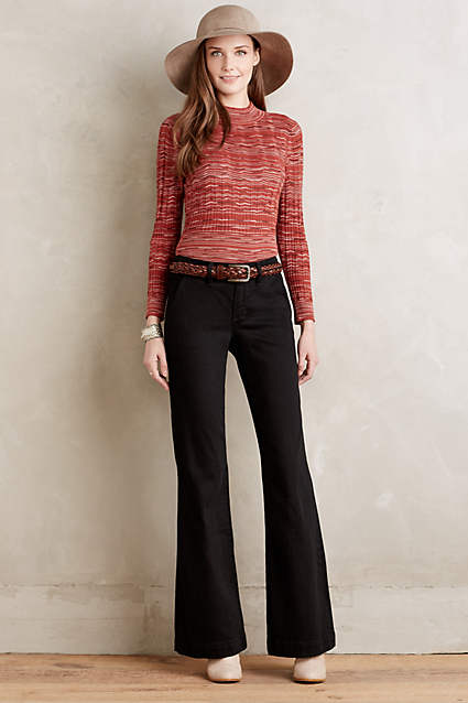Pilcro Flared Trousers in Black. Anthropologie Jeans and Tees Sale!