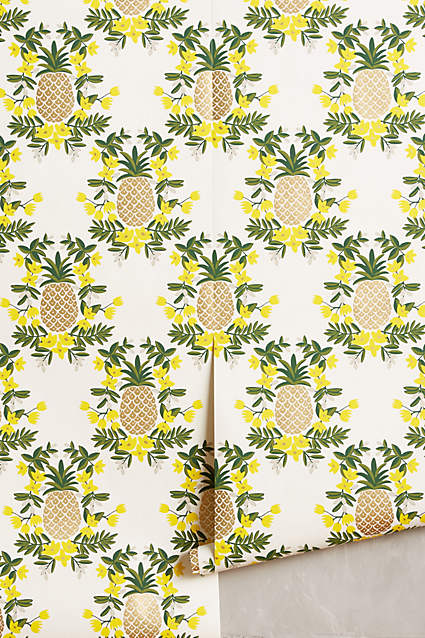Pineapple Welcome Wallpaper by Rifle Paper Co. for Hygge & West in Yellow