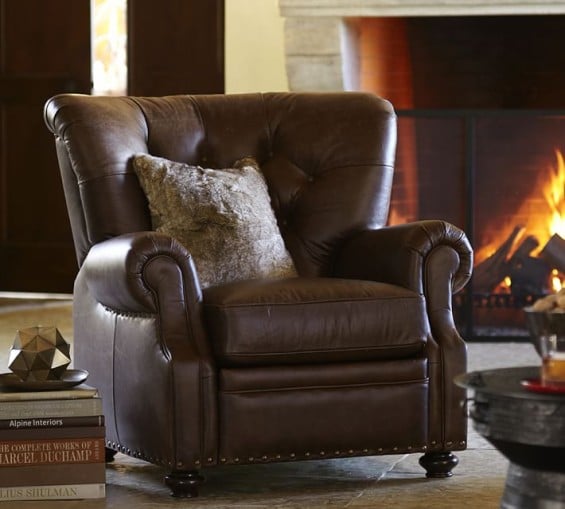 Pottery Barn LANSING LEATHER ARMCHAIR & RECLINER
