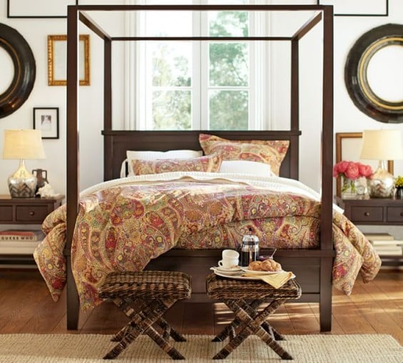 Pottery Barn ROSALIE PAISLEY DUVET COVER & SHAM - RED