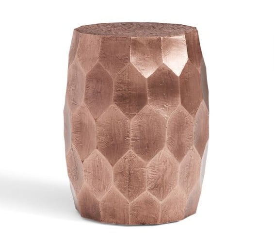 Pottery Barn VINCE METAL-CLAD ACCENT STOOL In Copper