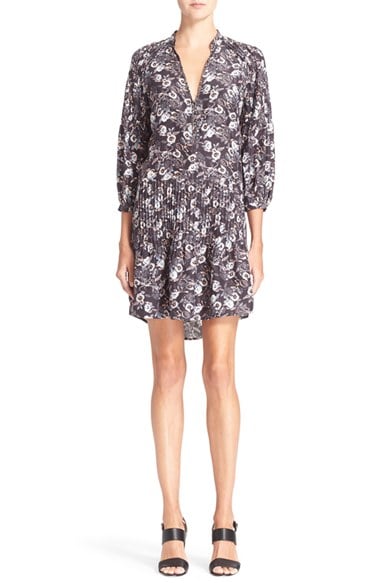  Veronica Beard 'Palmetto' Floral Print Silk Dress in Black Floral Print
