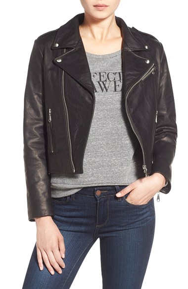 Rebecca Minkoff 'Nana' Leather Moto Jacket in Black