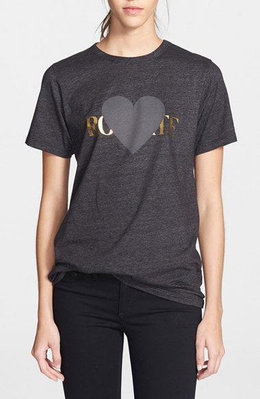 Rodarte 'Rohearte' Heart Graphic Tee in Heather/Black