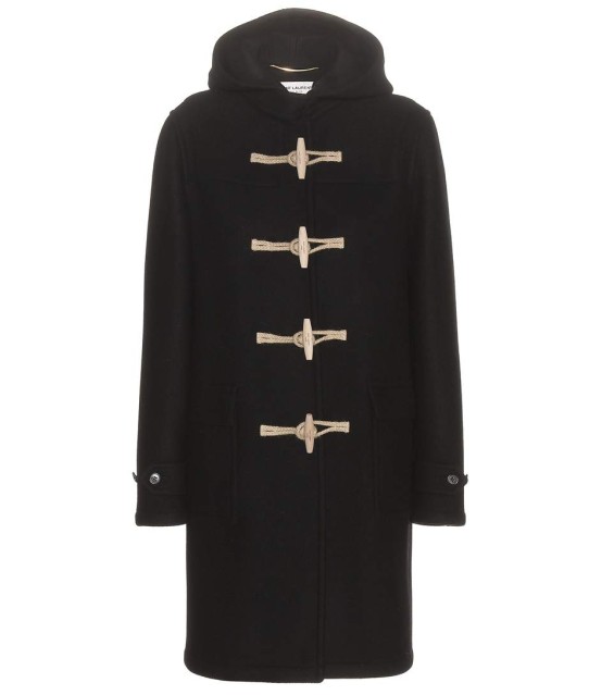 SAINT LAURENT Wool duffle coat in Black
